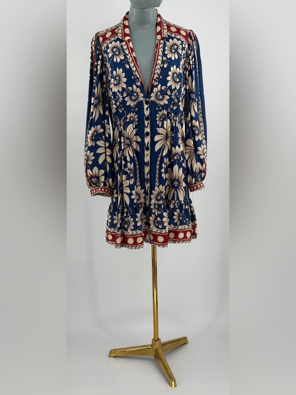 🆕 FARM Rio 🧿 NWOT Luna Floral Printed Mini Dress, Blue - Sz Large - Picture 3 of 16